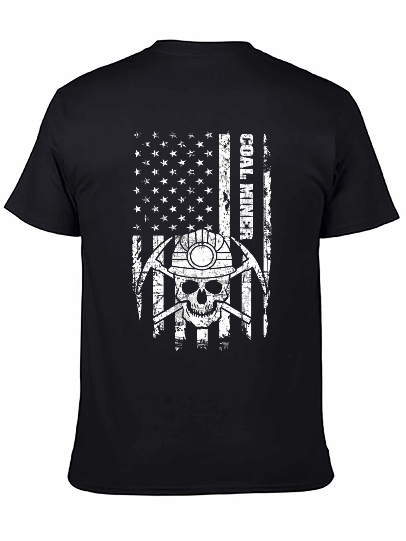 Coal Miner Skull Flag Graphic Tee