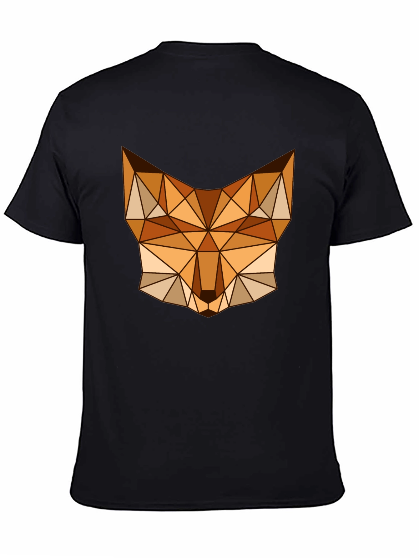 Geometric Fox Graphic Tee - Stylish Mens Black T-Shirt