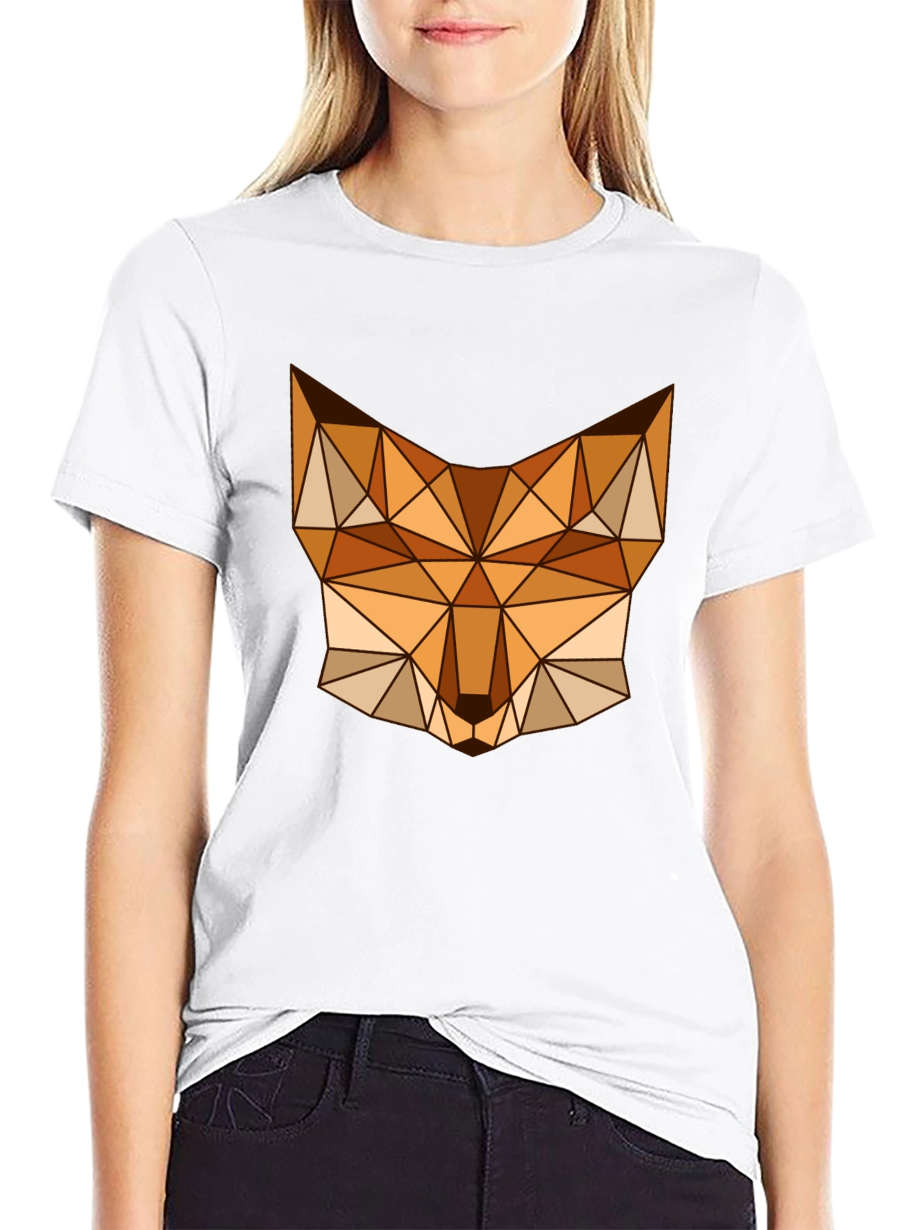 Geometric Fox Graphic Tee - Stylish Mens Black T-Shirt