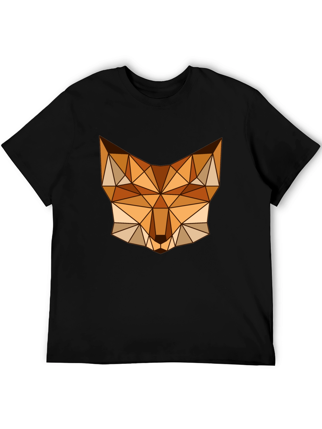 Geometric Fox Graphic Tee - Stylish Mens Black T-Shirt