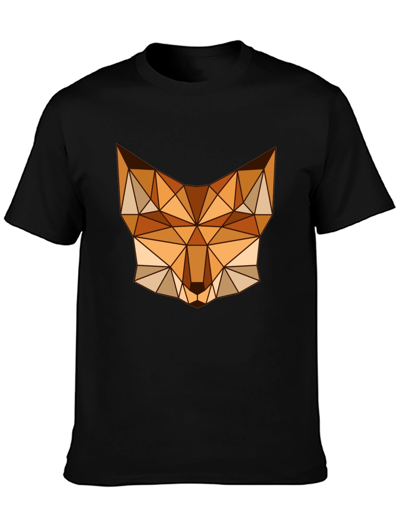 Geometric Fox Graphic Tee - Stylish Mens Black T-Shirt