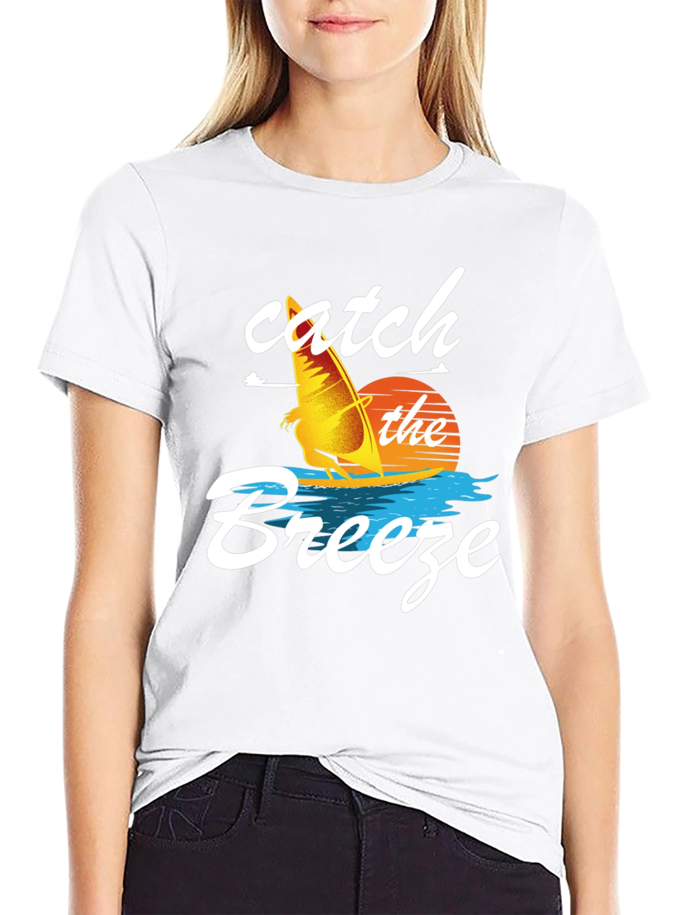 Catch the Breeze Graphic Tee - Windsurfing Design