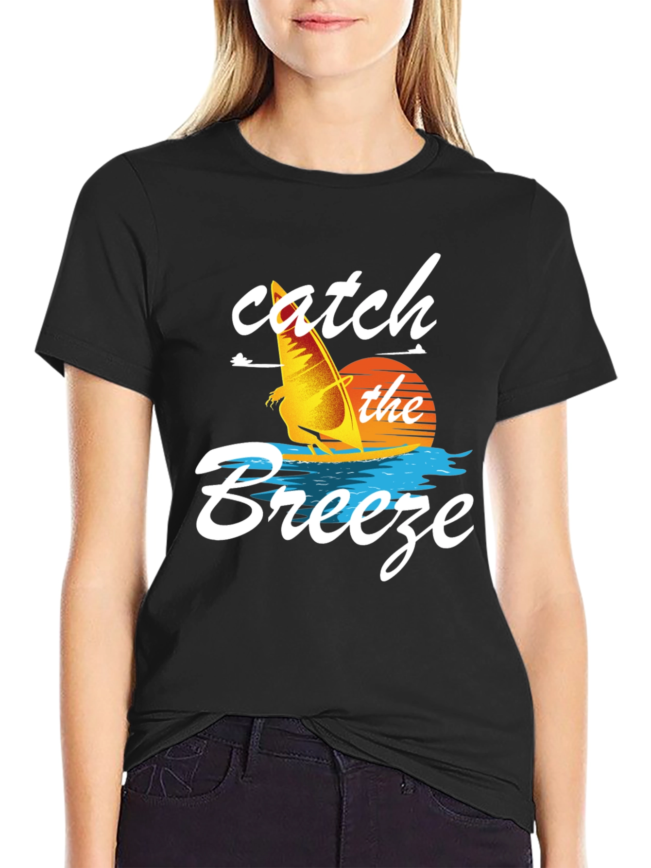 Catch the Breeze Graphic Tee - Windsurfing Design