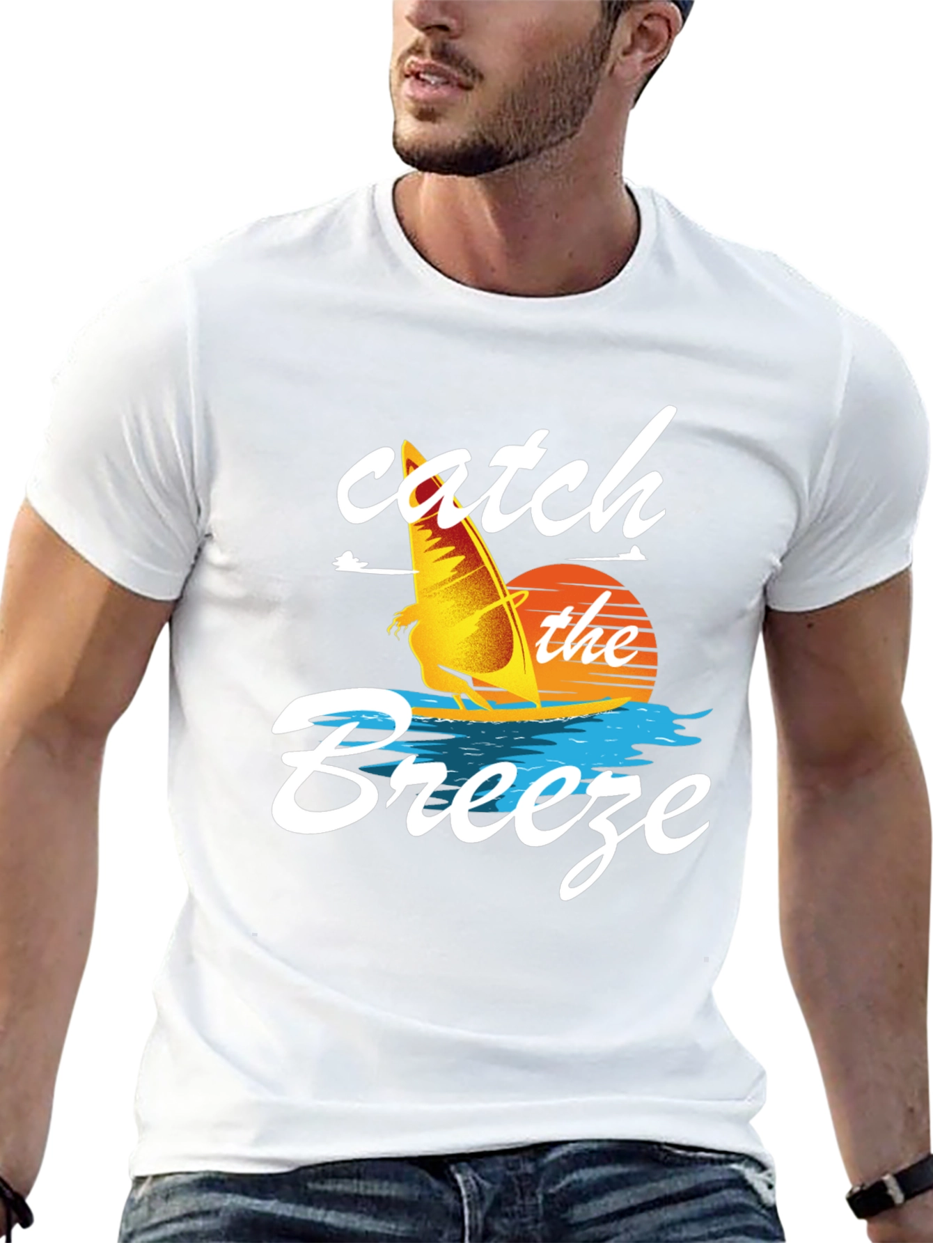 Catch the Breeze Graphic Tee - Windsurfing Design
