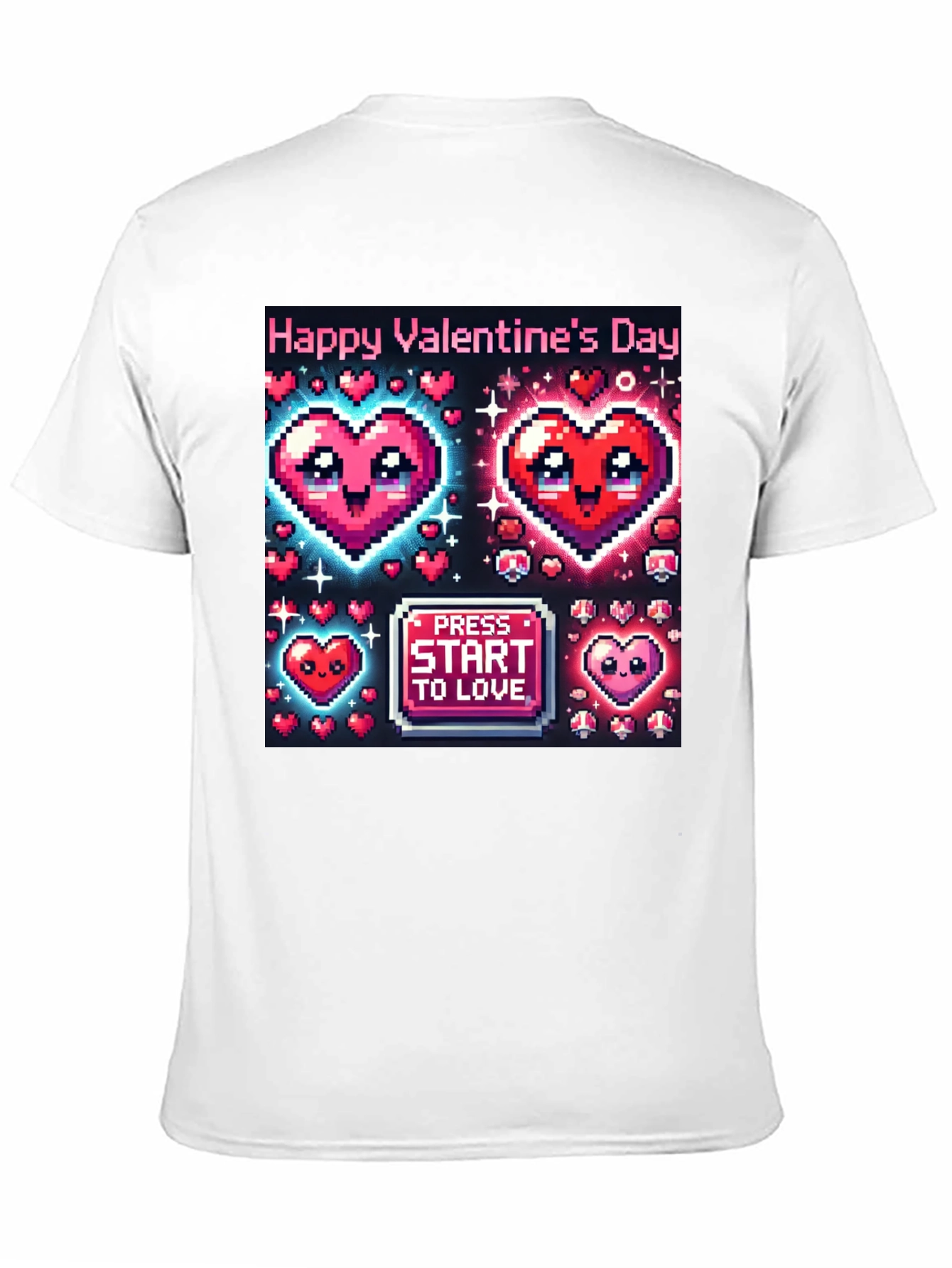 Valentines Day Pixel Hearts Gamer T-Shirt