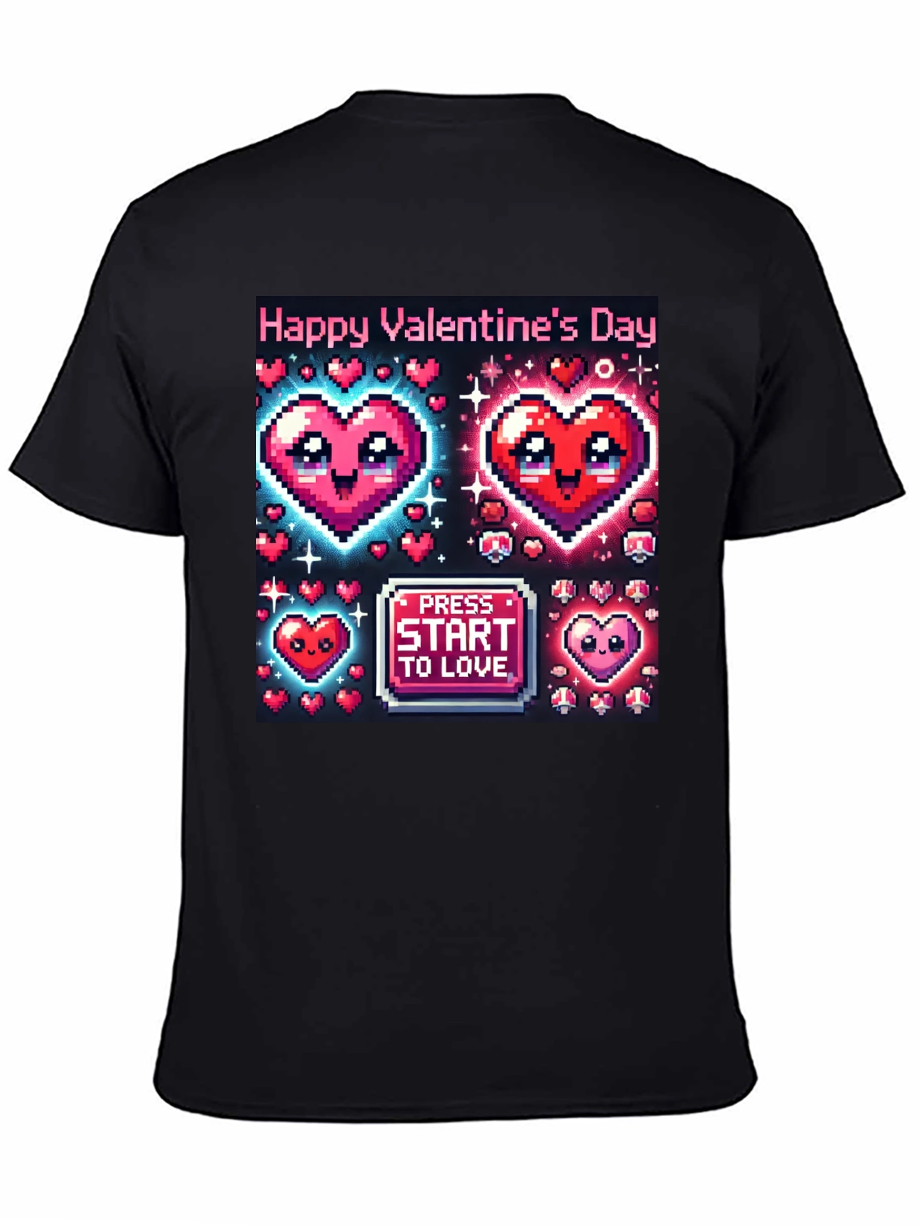 Valentines Day Pixel Hearts Gamer T-Shirt