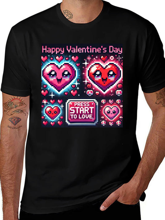 Valentines Day Pixel Hearts Gamer T-Shirt