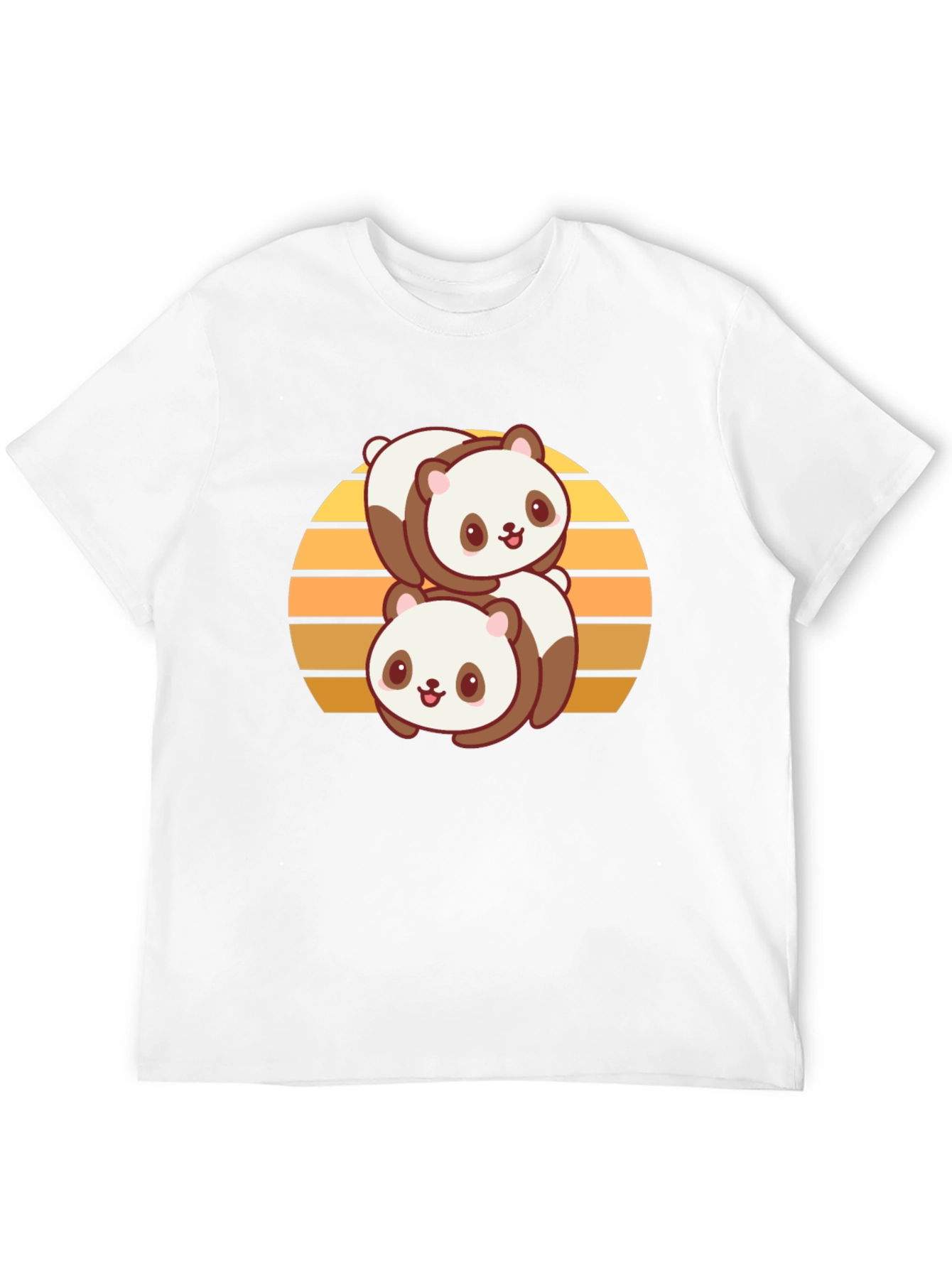 Cute Panda Stack T-Shirt - Black Cotton Blend