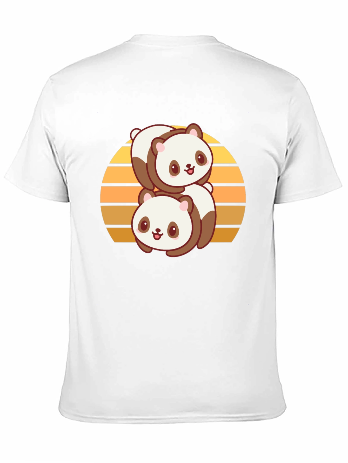 Cute Panda Stack T-Shirt - Black Cotton Blend