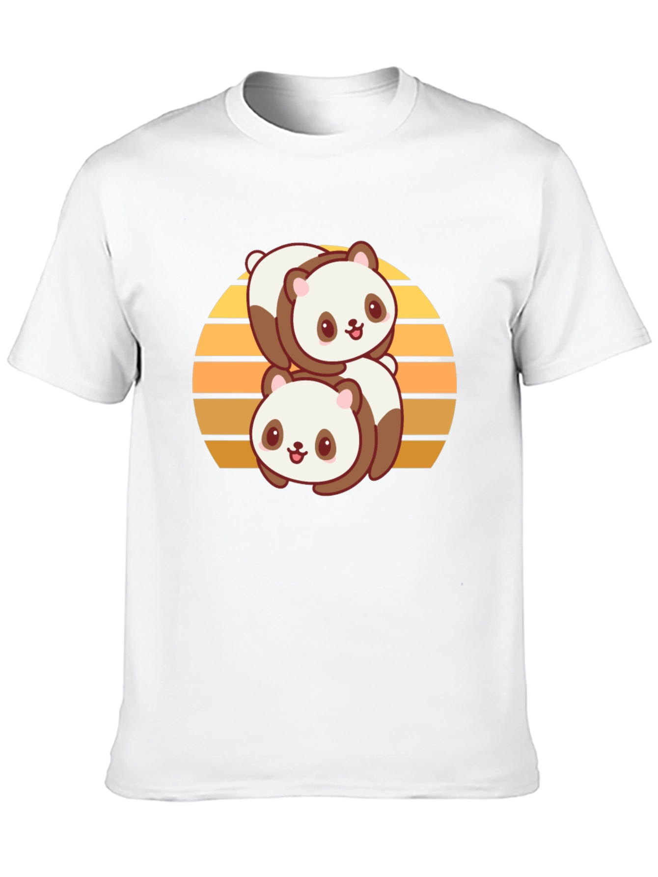 Cute Panda Stack T-Shirt - Black Cotton Blend