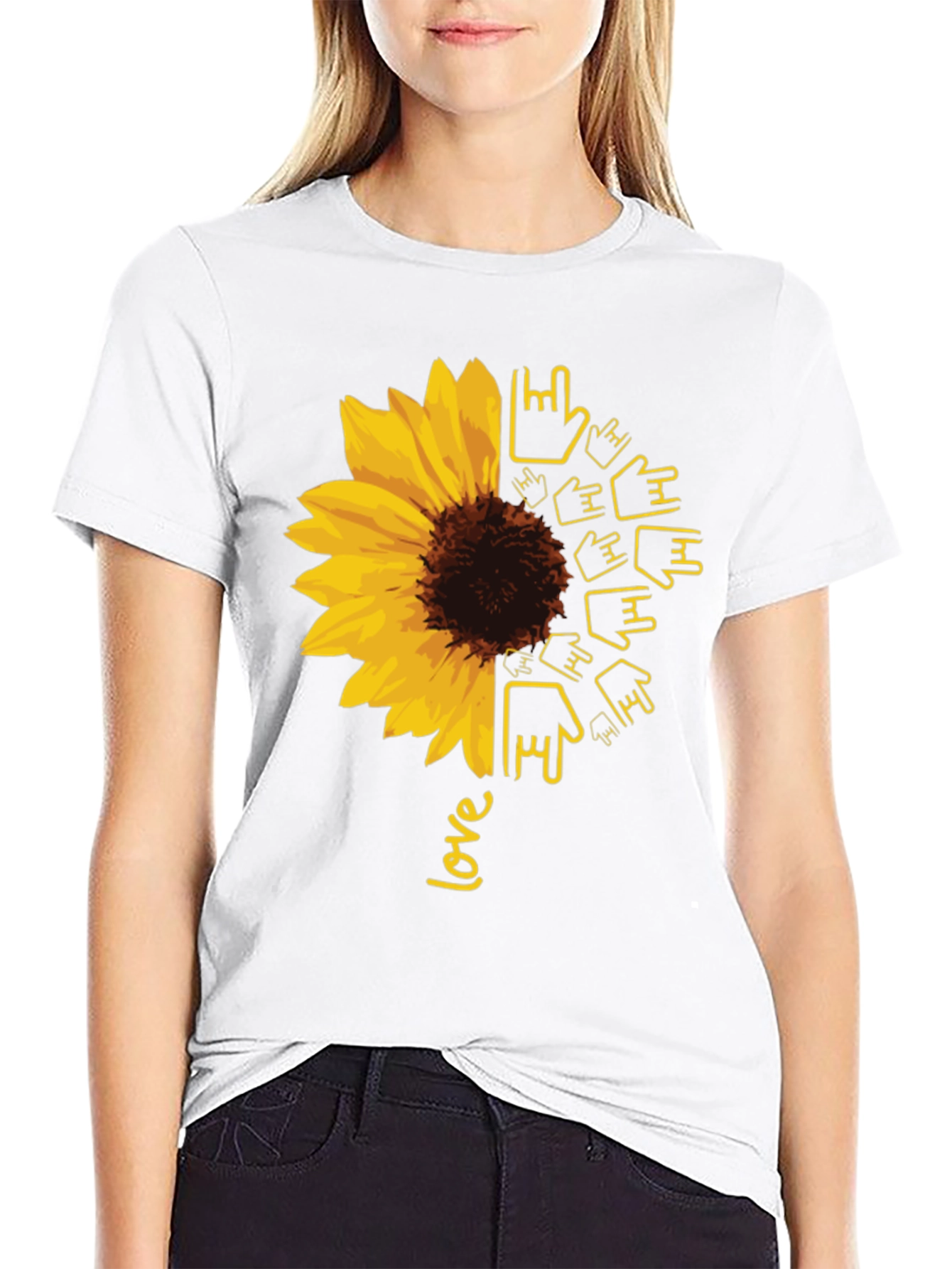 Sunflower ASL Love Graphic T-Shirt