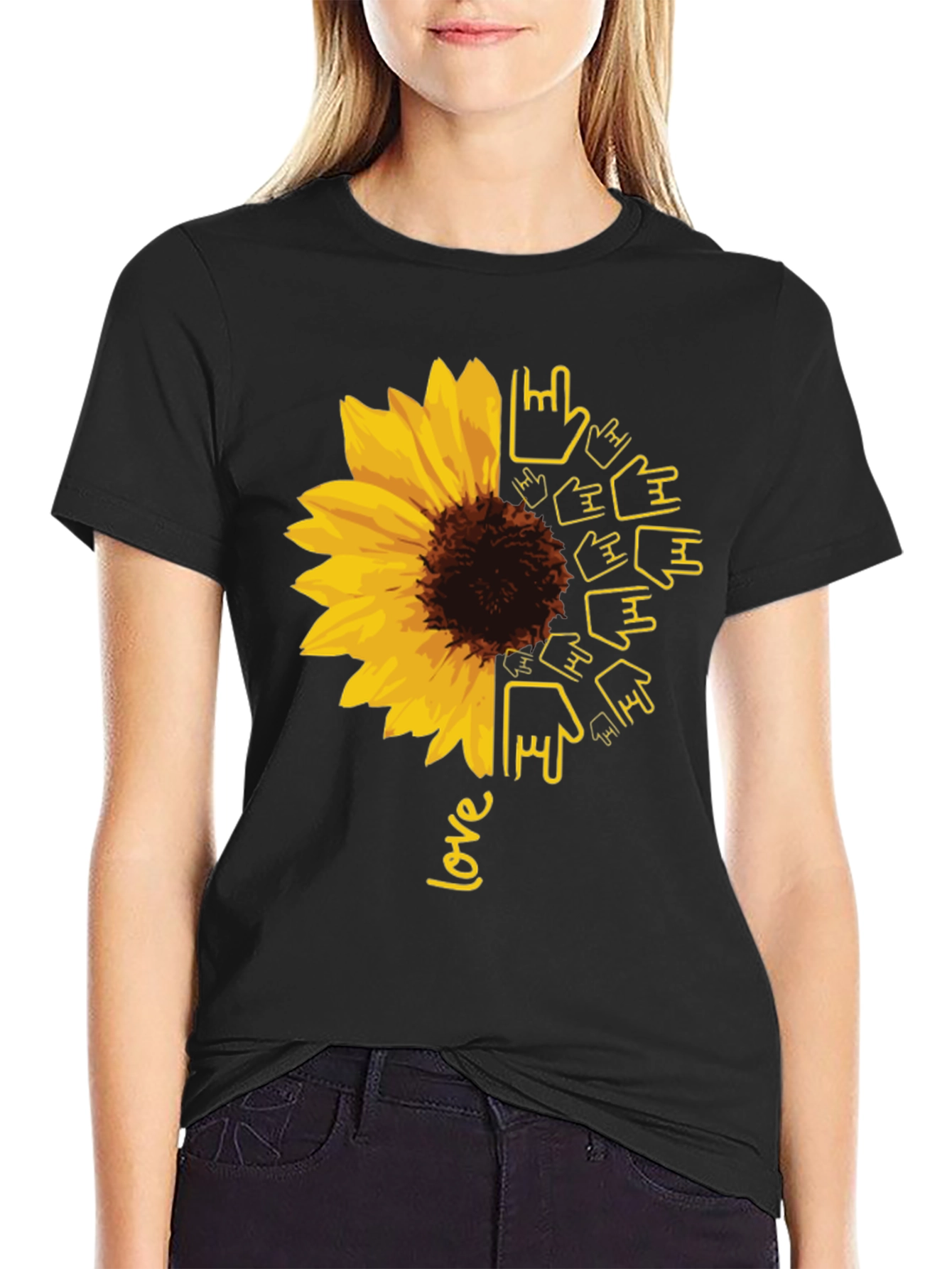 Sunflower ASL Love Graphic T-Shirt