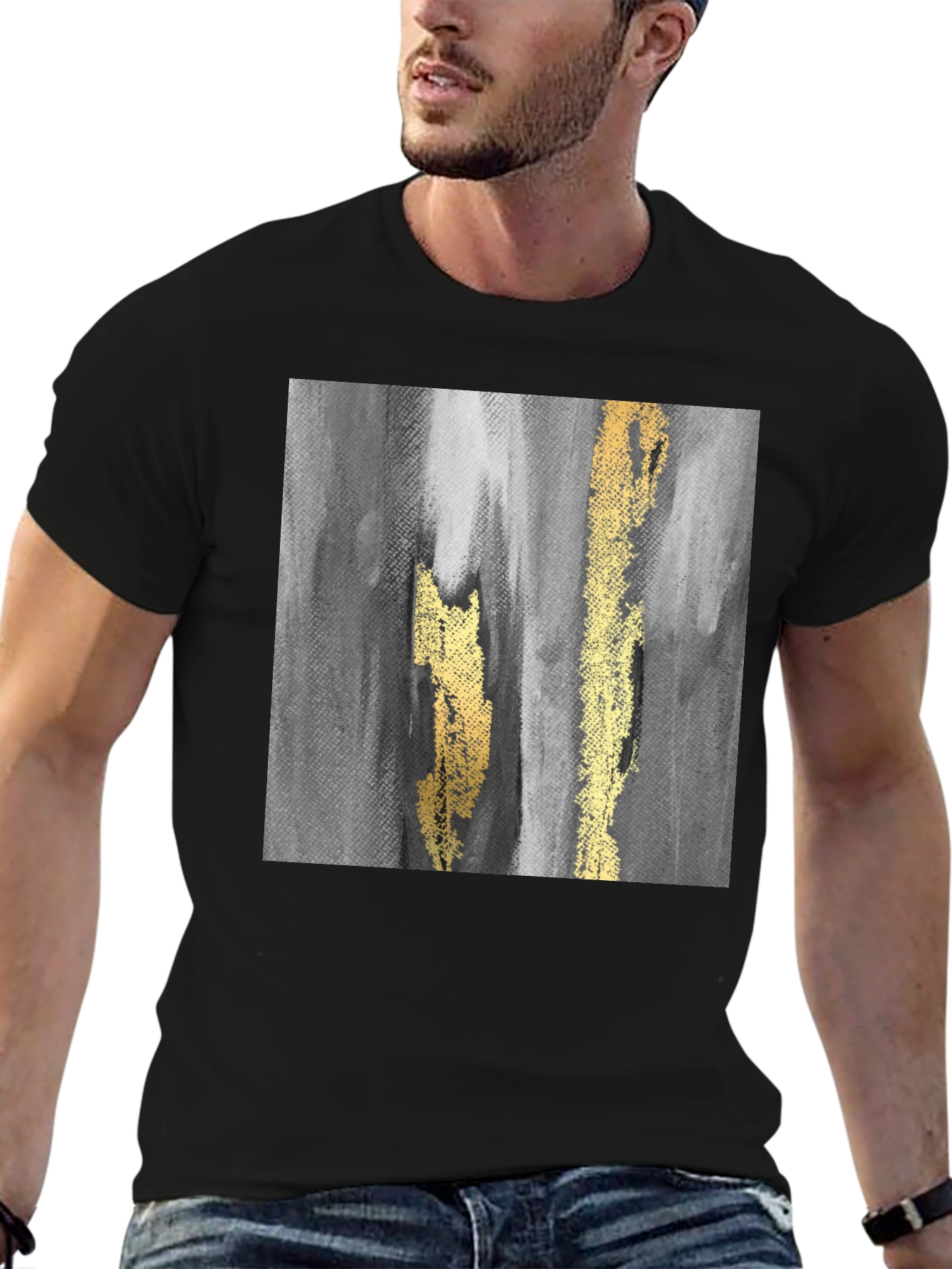 Abstract Art Graphic T-Shirt - Black