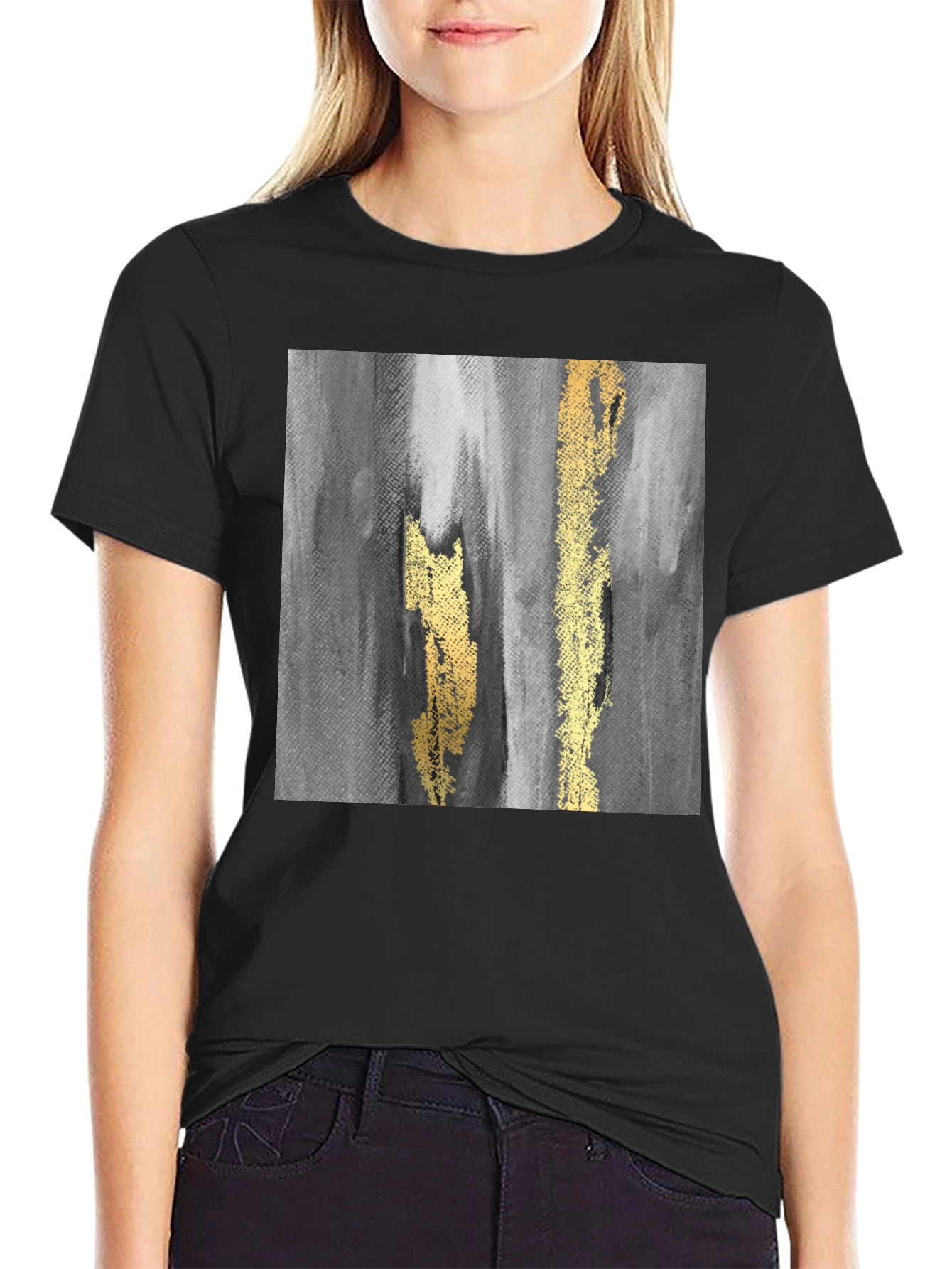 Abstract Art Graphic T-Shirt - Black