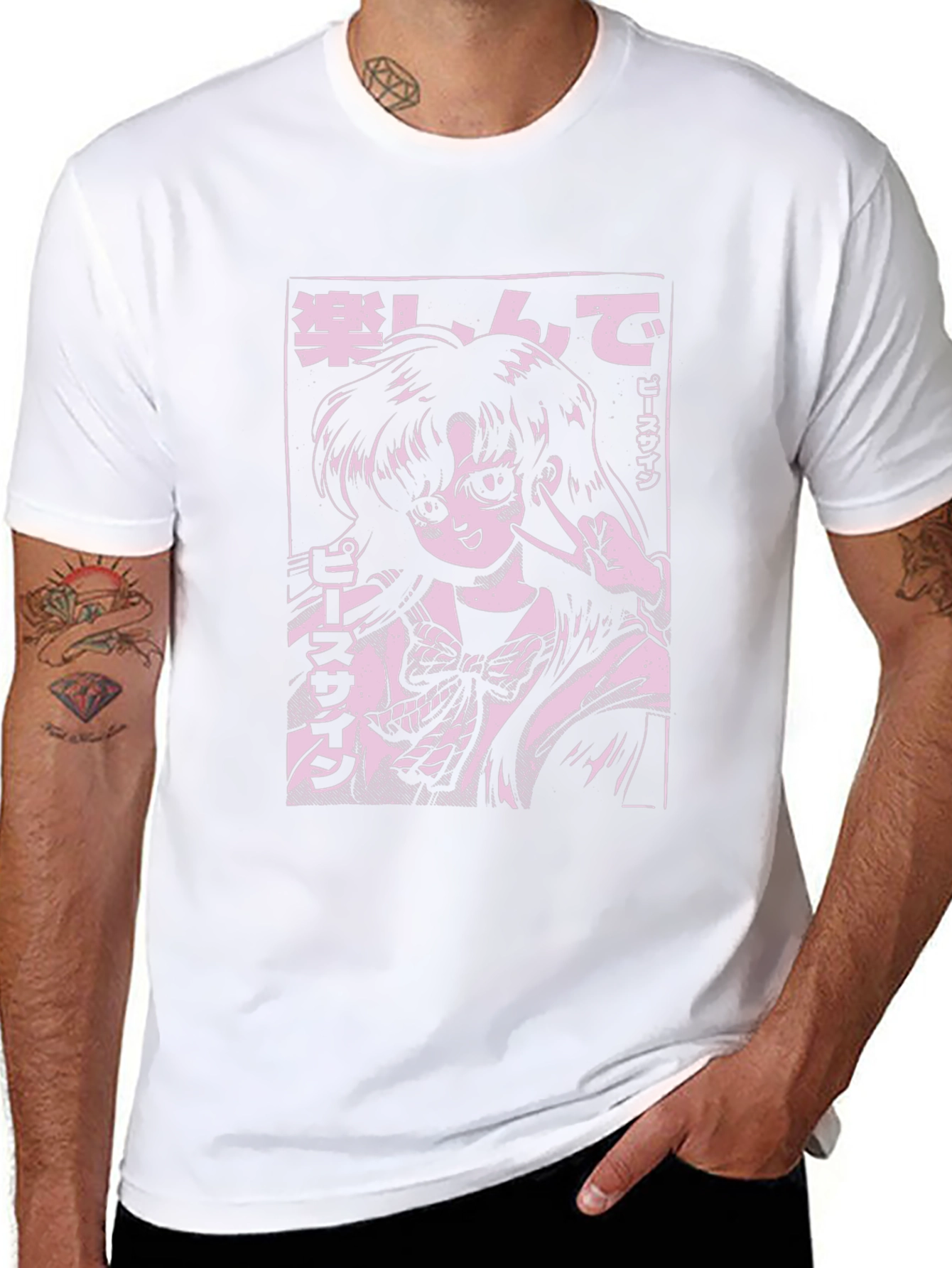 Anime Girl Graphic Tee - Black