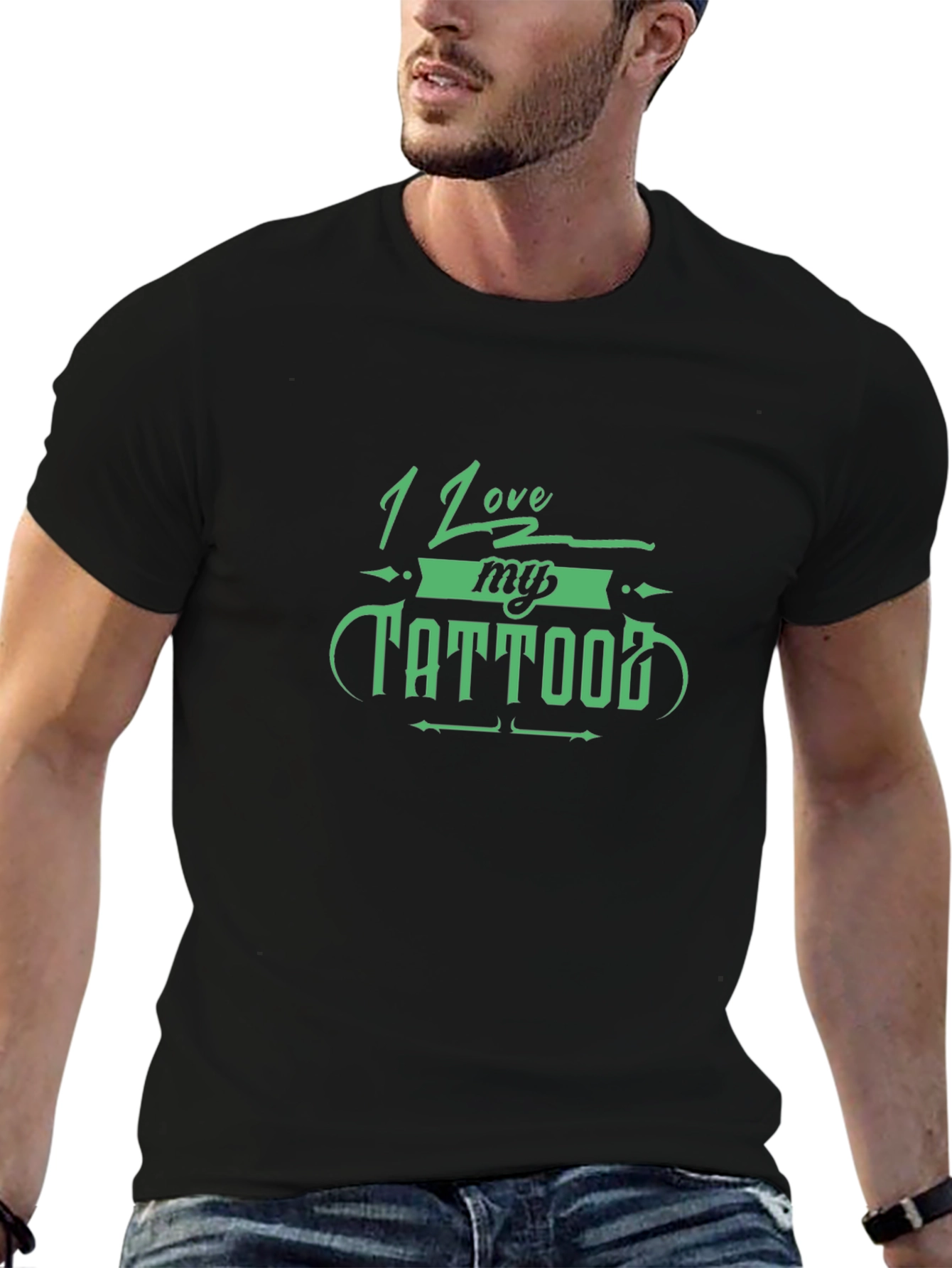 I Love My Tattoo Black Graphic T-Shirt