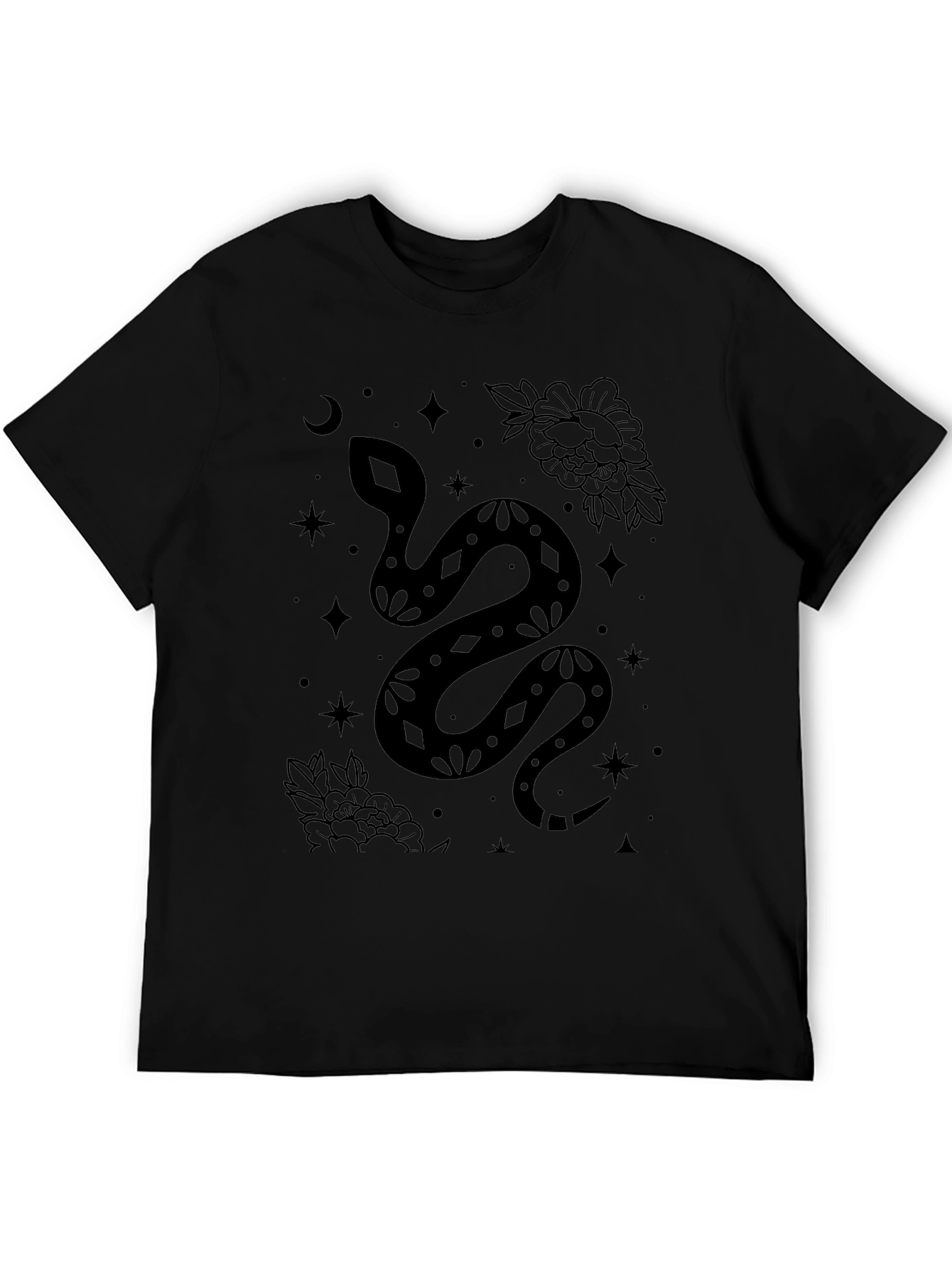 Mystic Snake Print Black T-Shirt
