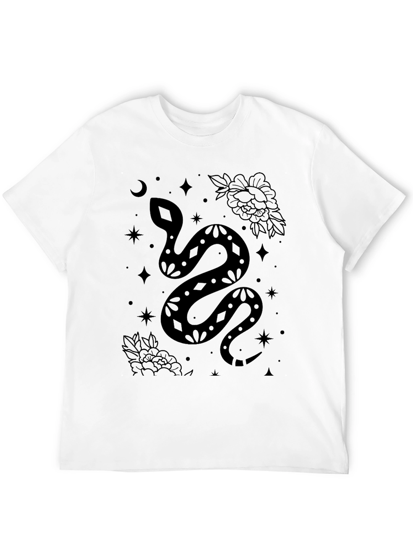 Mystic Snake Print Black T-Shirt