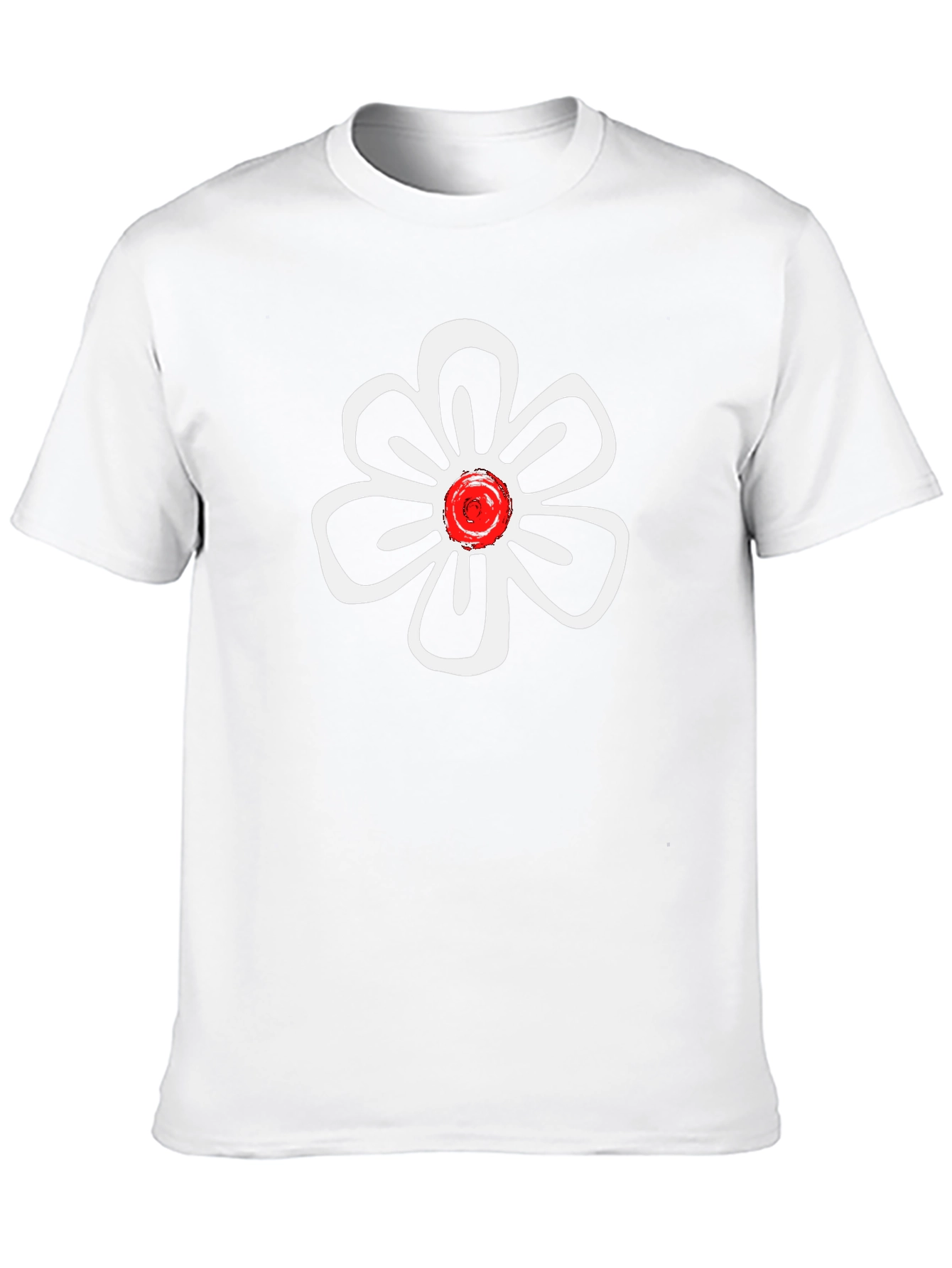 Black T-Shirt with White Flower Design