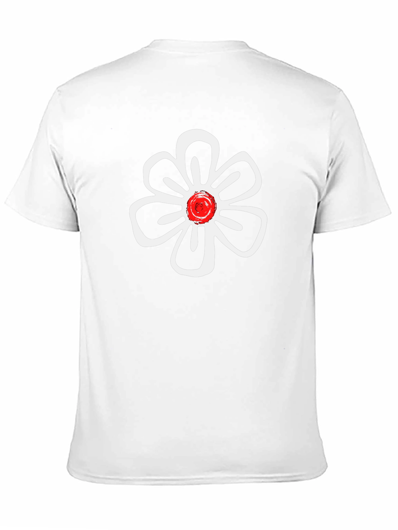 Black T-Shirt with White Flower Design