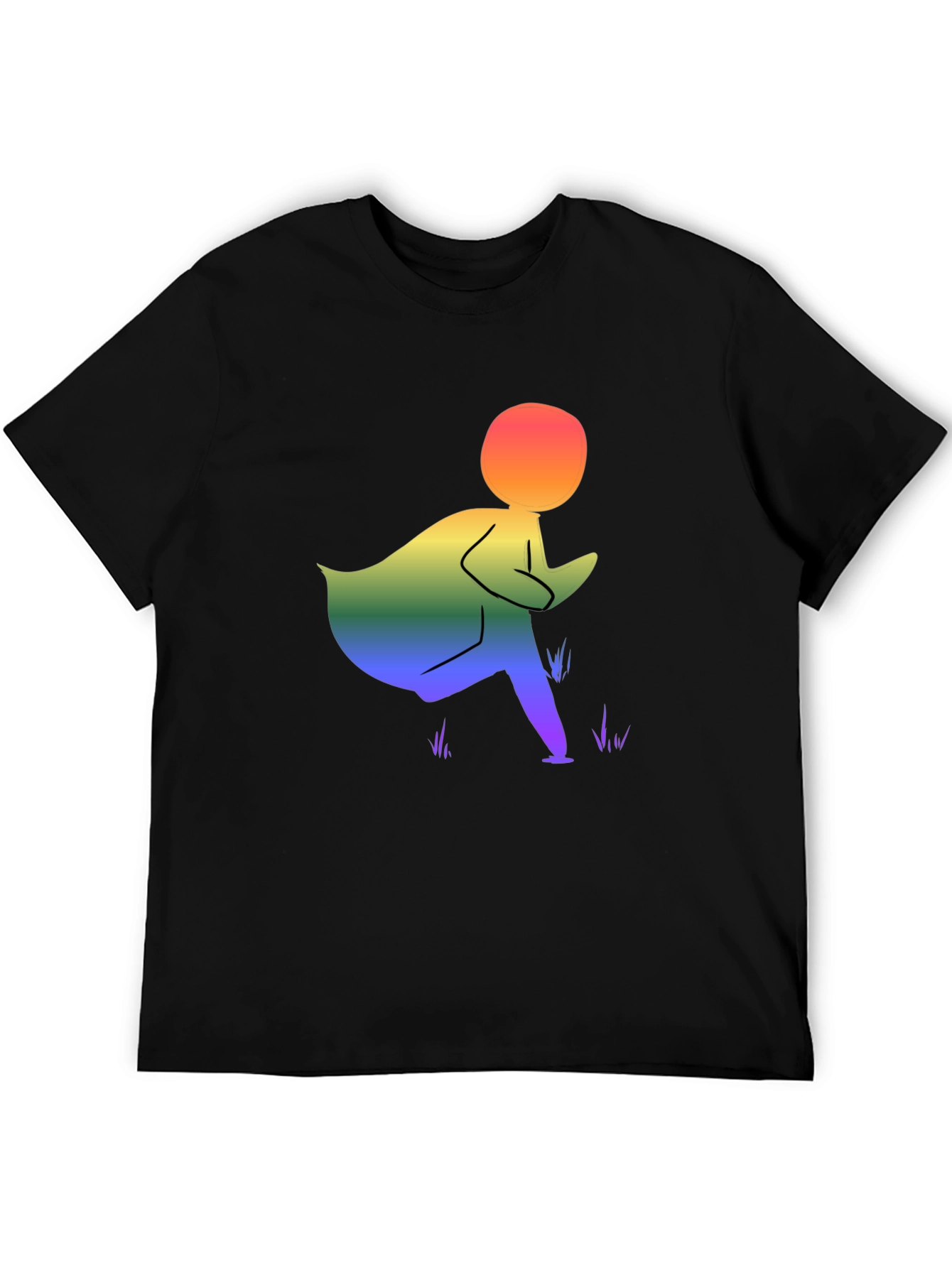 Rainbow Figure Graphic Black T-Shirt