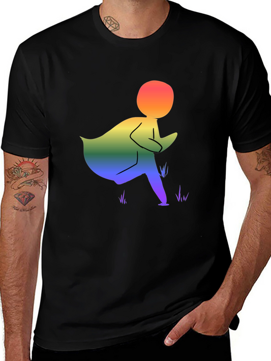 Rainbow Figure Graphic Black T-Shirt