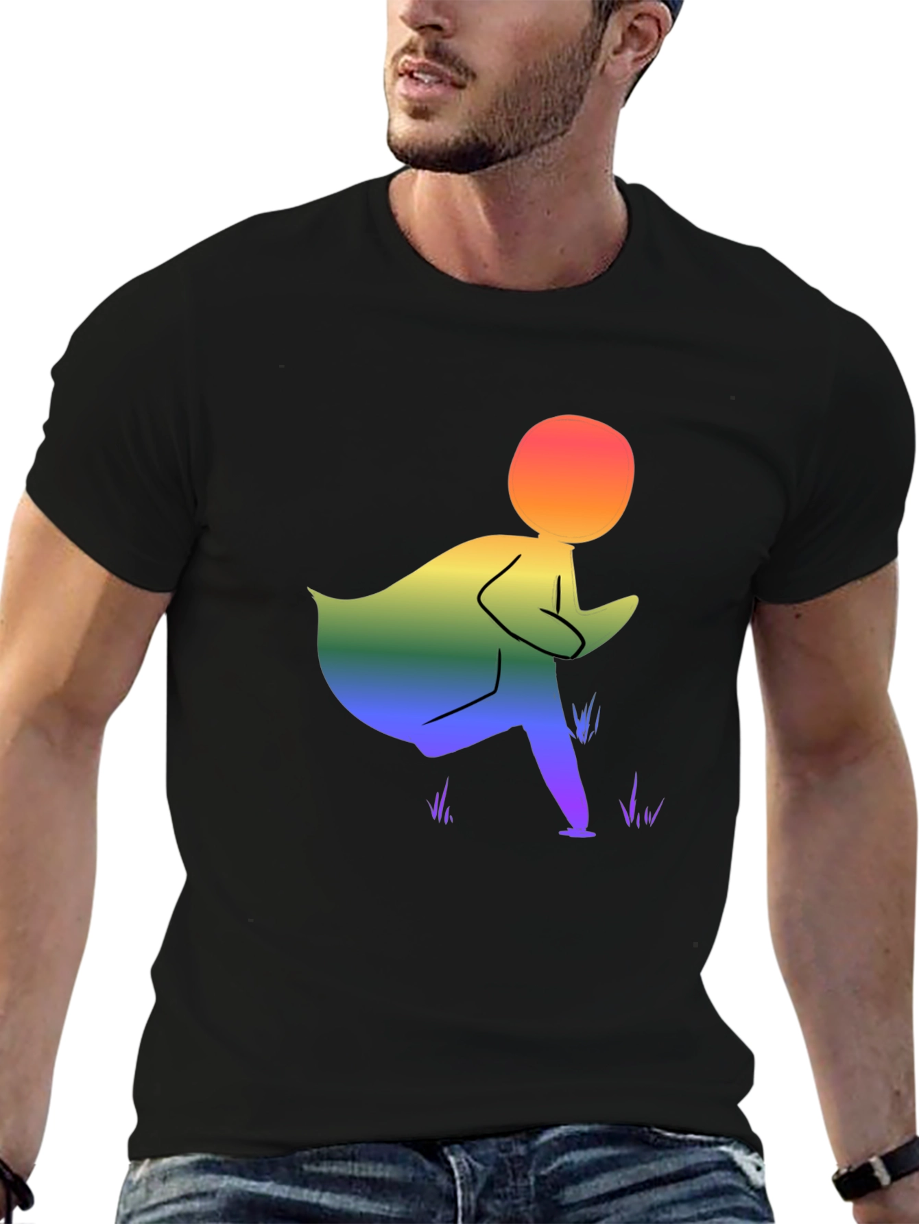 Rainbow Figure Graphic Black T-Shirt
