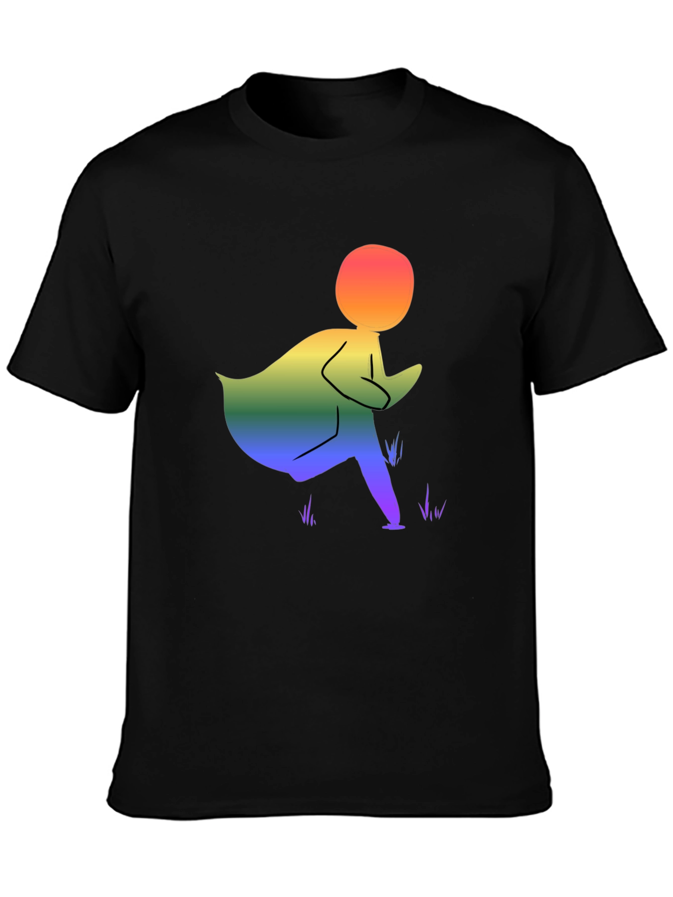 Rainbow Figure Graphic Black T-Shirt