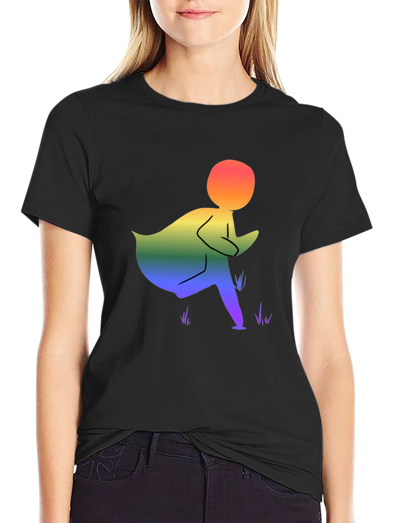 Rainbow Figure Graphic Black T-Shirt