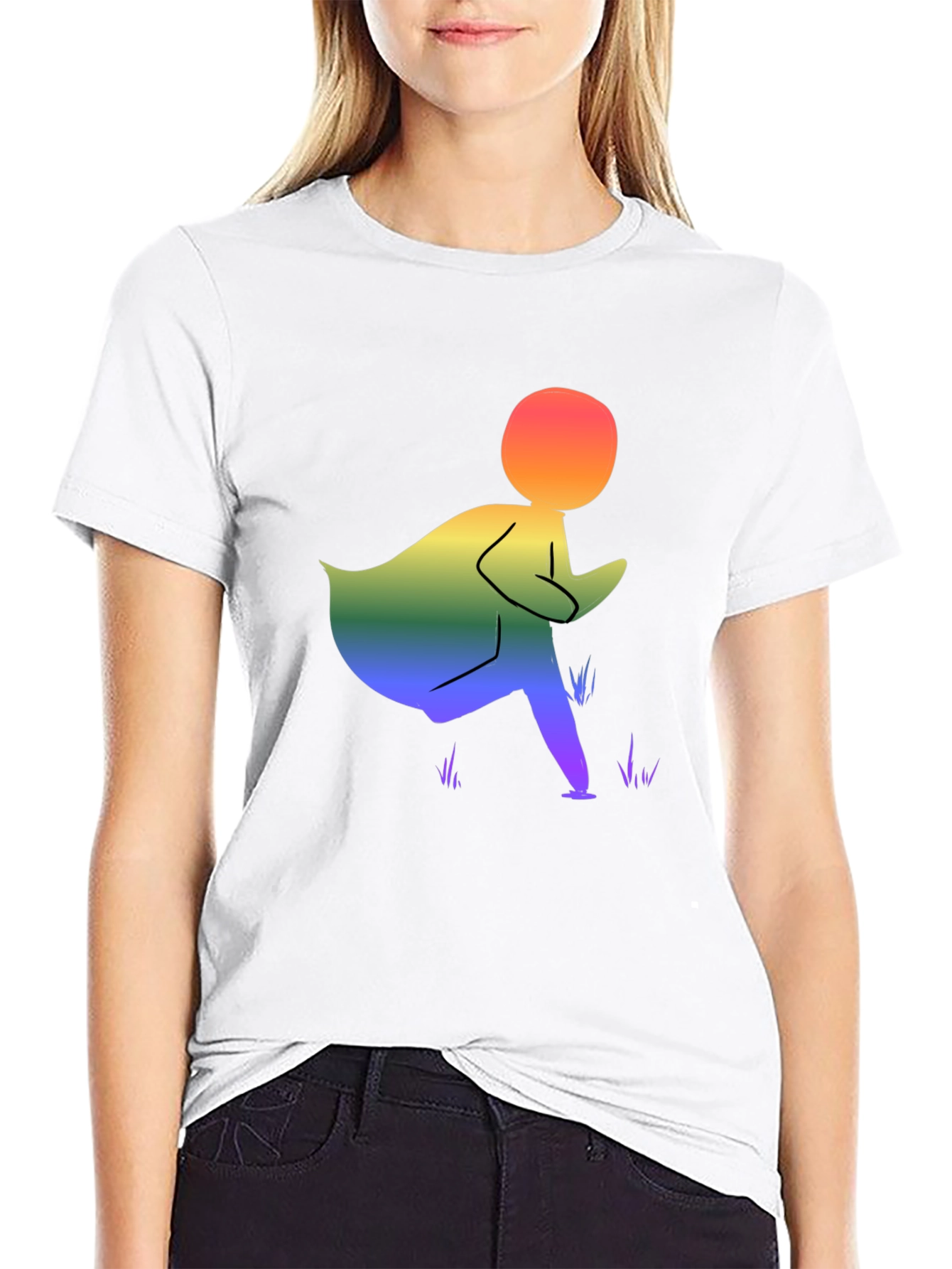 Rainbow Figure Graphic Black T-Shirt