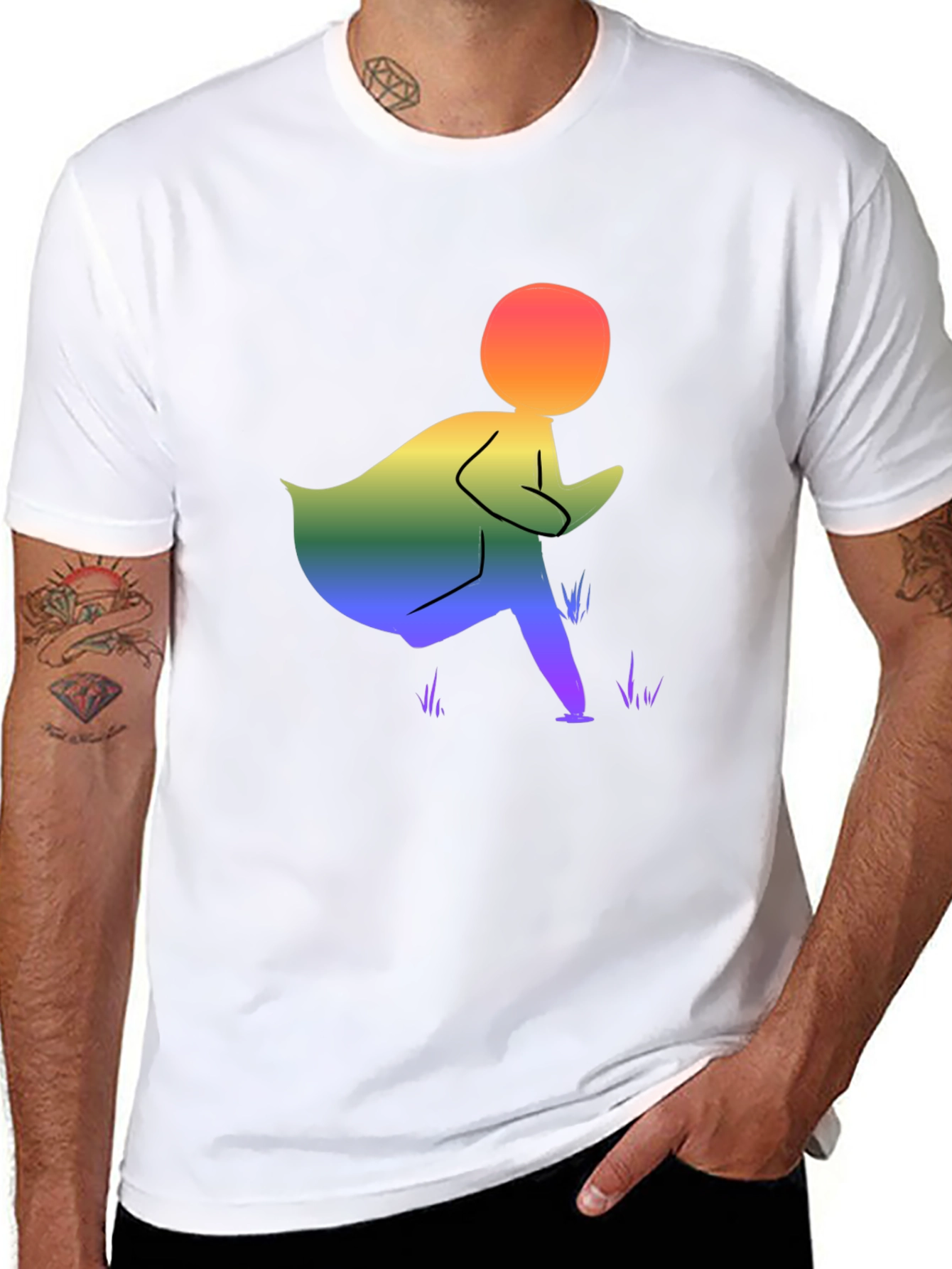 Rainbow Figure Graphic Black T-Shirt