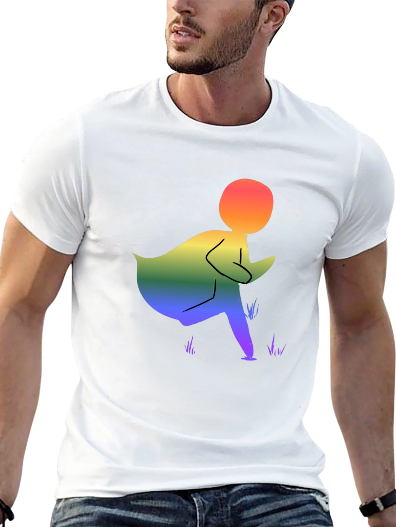Rainbow Figure Graphic Black T-Shirt