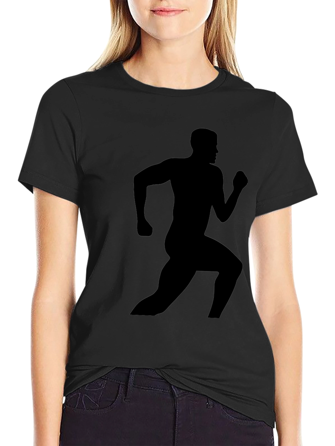 Black Runner Graphic Tee - Athletic Style Shirt