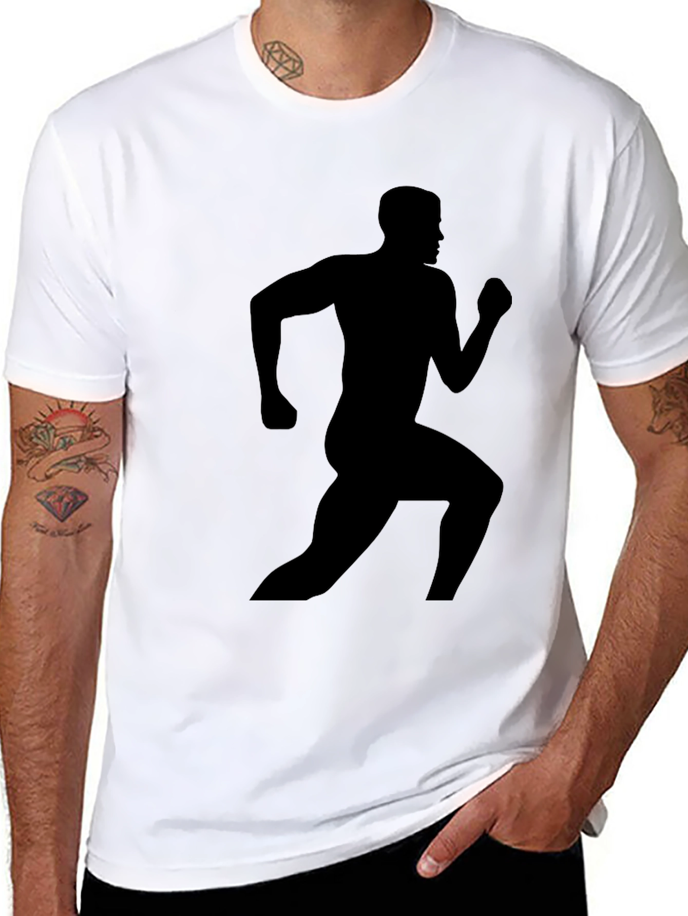 Black Runner Graphic Tee - Athletic Style Shirt
