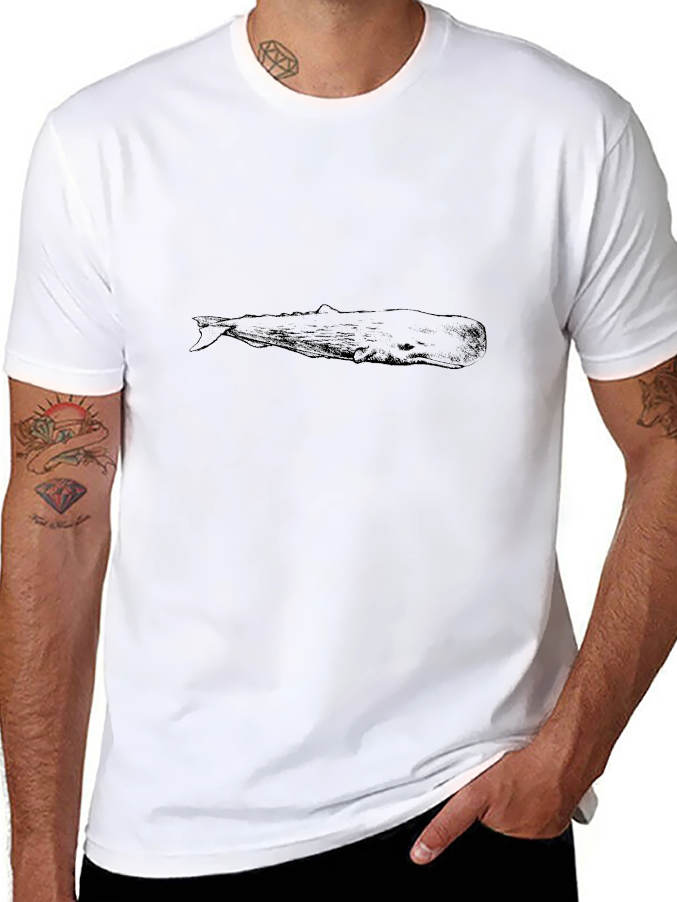 Whale Graphic Tee - Classic Black Cotton T-Shirt