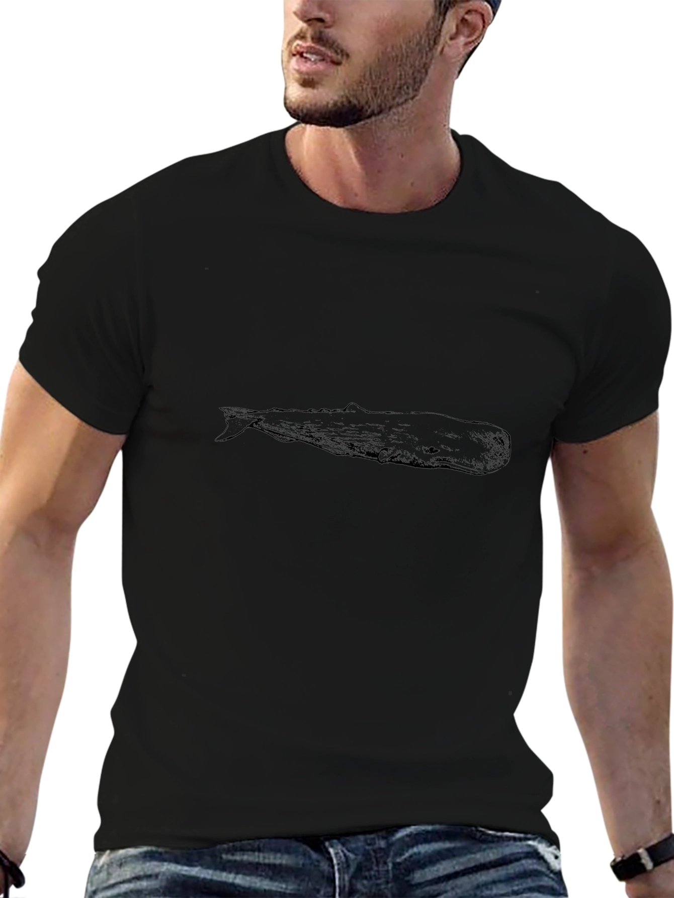 Whale Graphic Tee - Classic Black Cotton T-Shirt