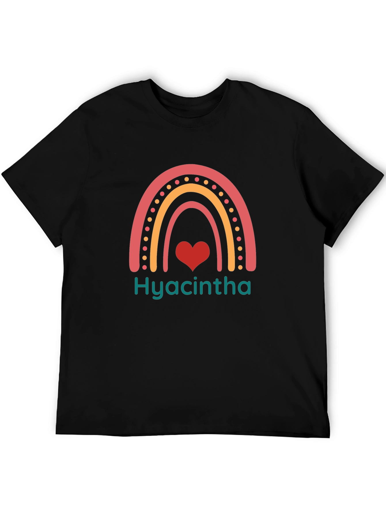 Hyacintha Rainbow Heart Tee - Cute Custom Name Shirt