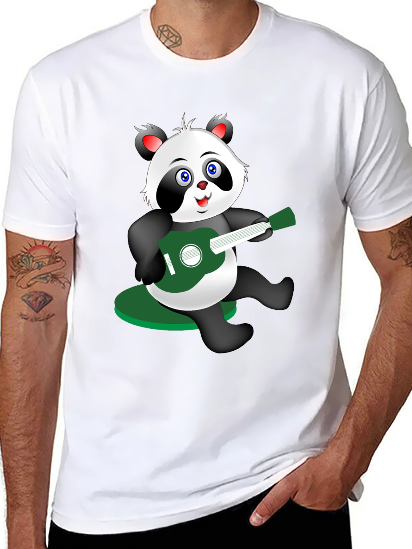 Panda Guitarist Graphic Tee - Black