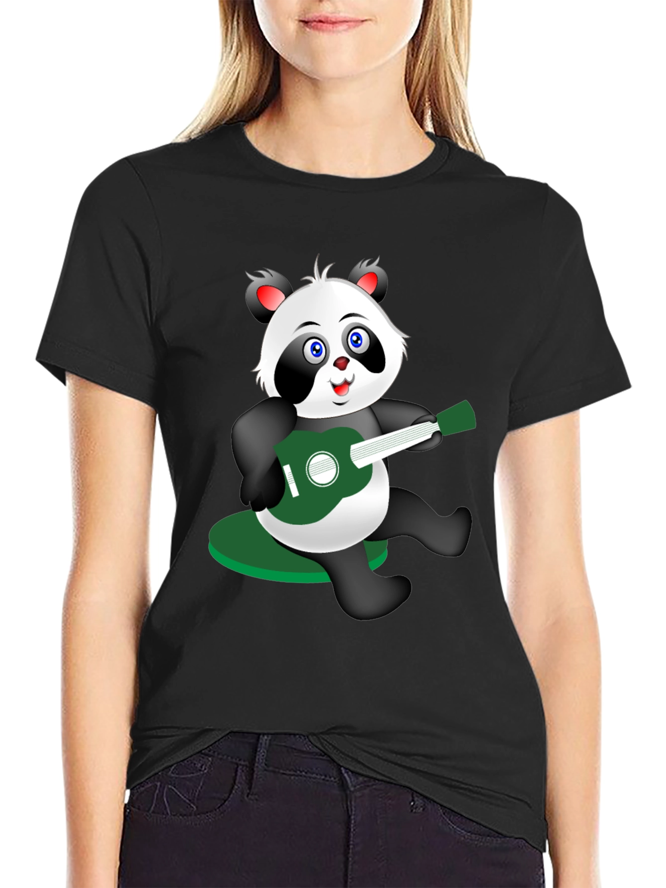 Panda Guitarist Graphic Tee - Black