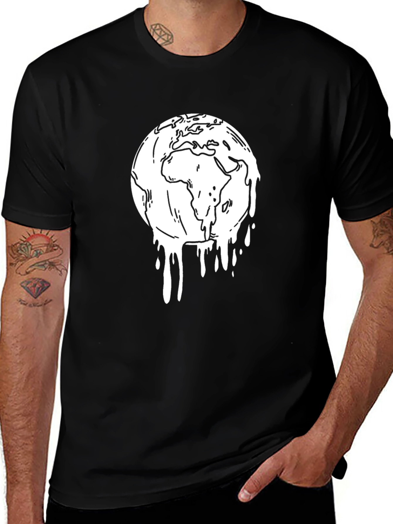 Melting Earth Graphic Tee - Black Unisex T-Shirt