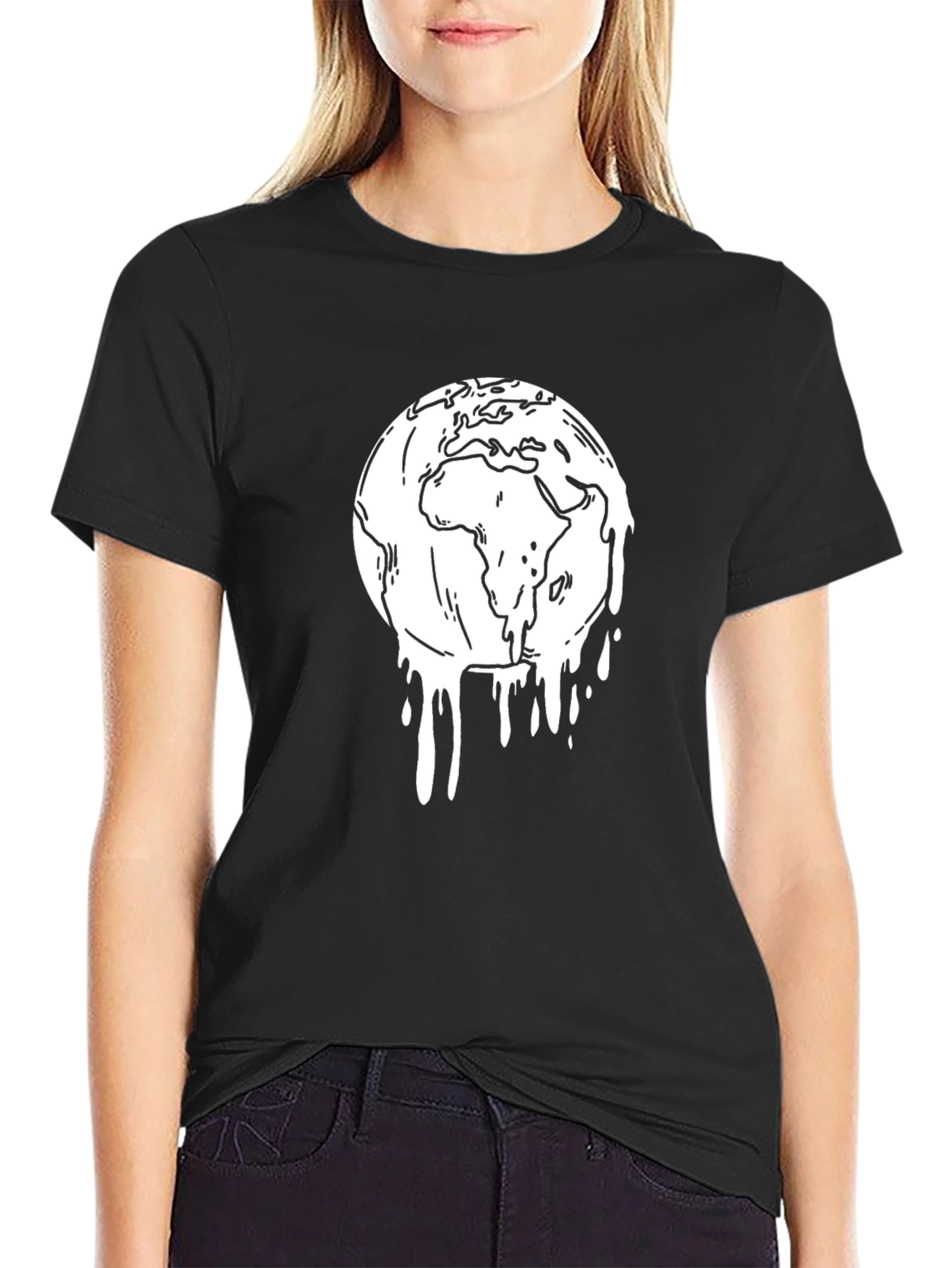 Melting Earth Graphic Tee - Black Unisex T-Shirt