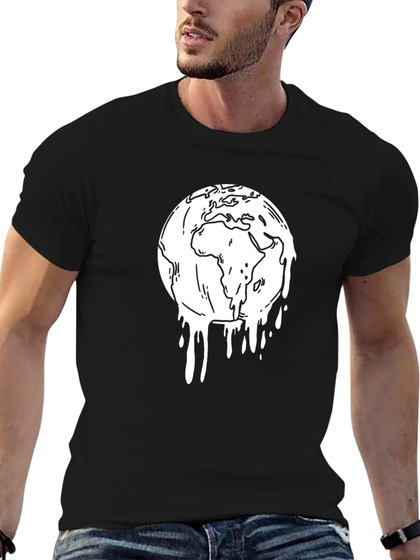 Melting Earth Graphic Tee - Black Unisex T-Shirt