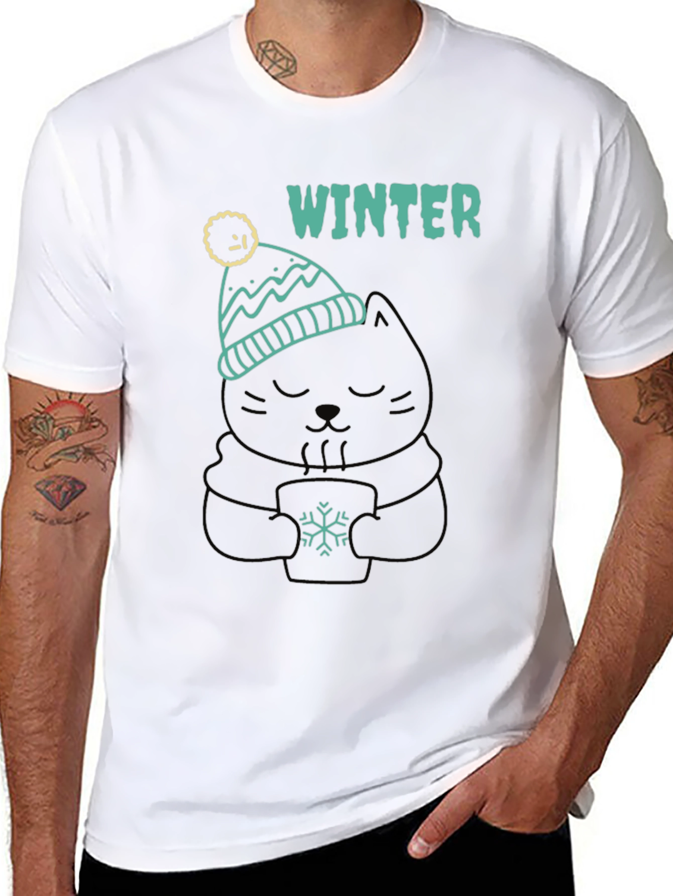 Winter Cat T-Shirt - Cozy & Cute