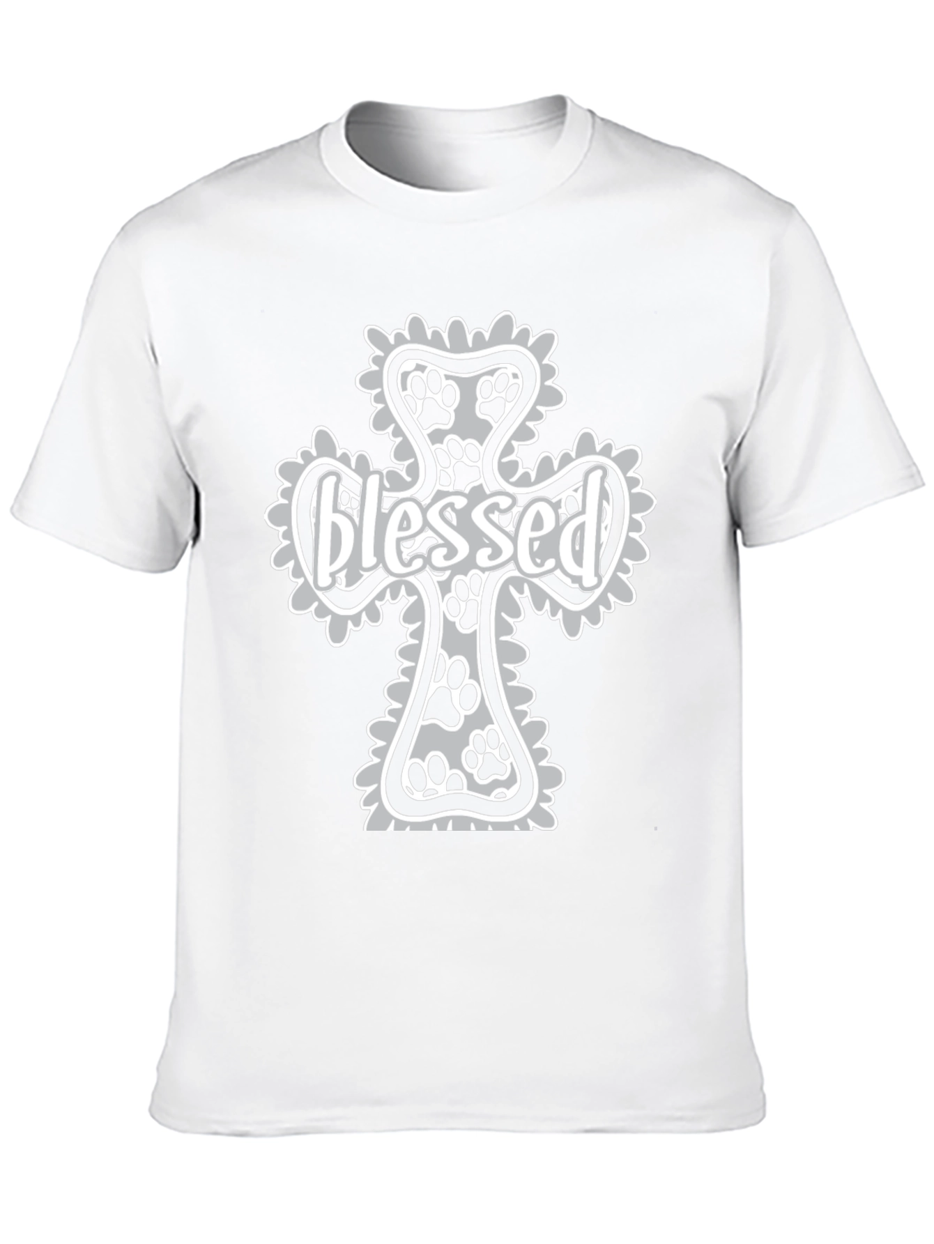 Blessed Paw Print Cross Graphic T-Shirt