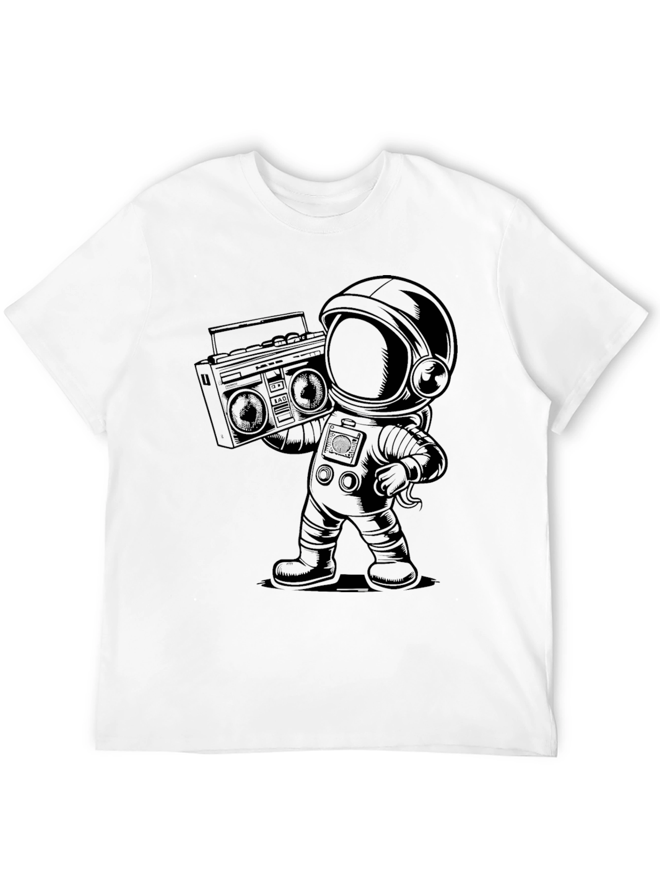 Astronaut Boombox Graphic Tee - Cool Space Vibes
