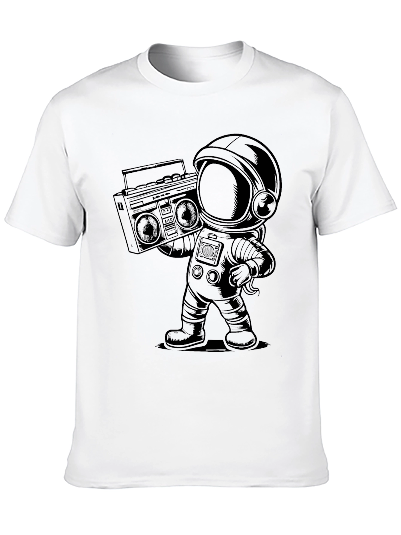 Astronaut Boombox Graphic Tee - Cool Space Vibes