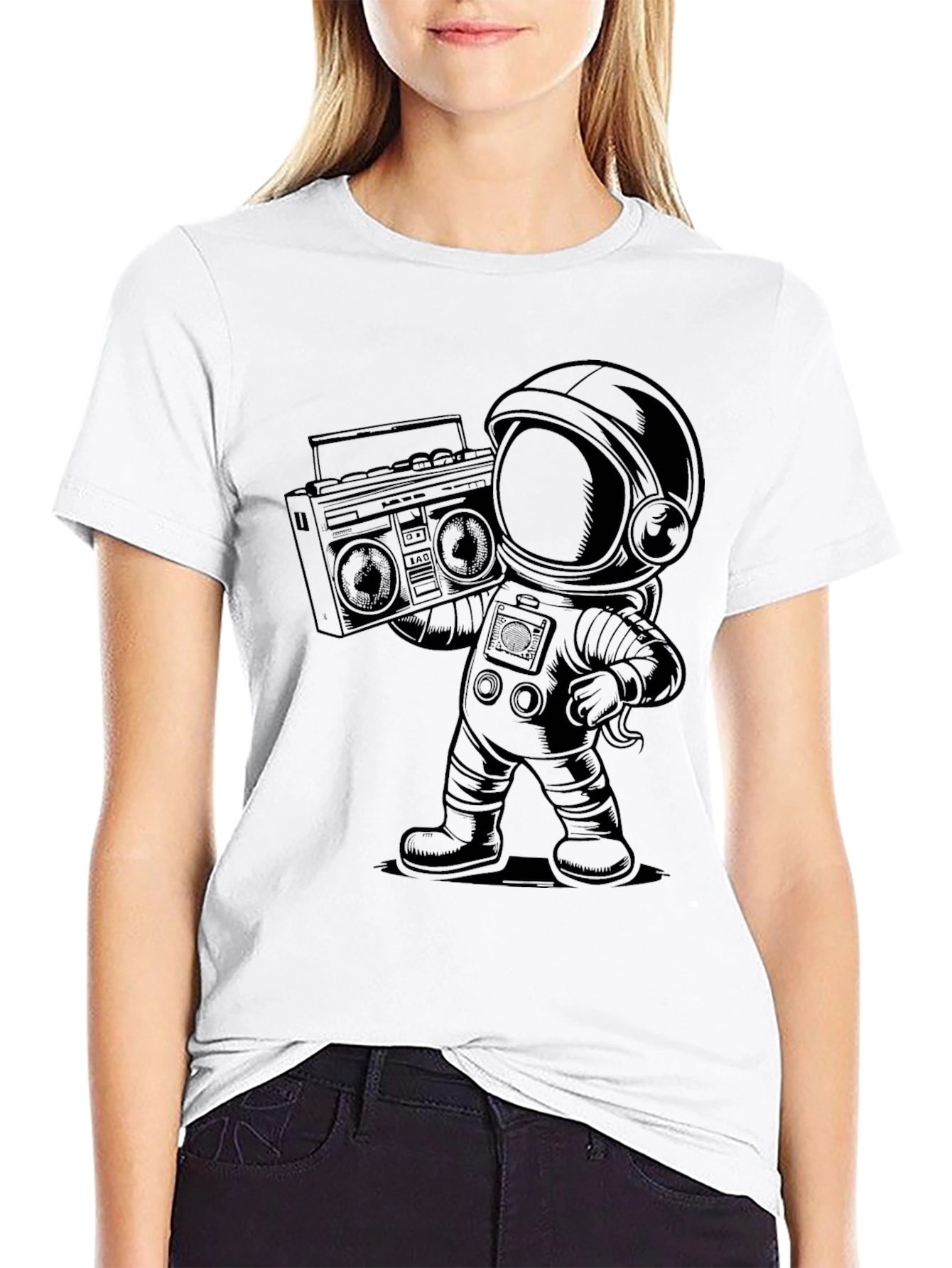 Astronaut Boombox Graphic Tee - Cool Space Vibes