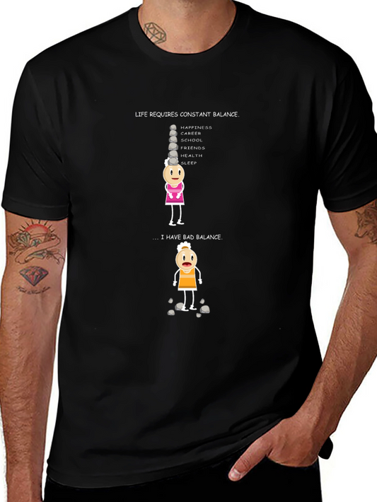 Life Balance Graphic T-Shirt - Humorous Design