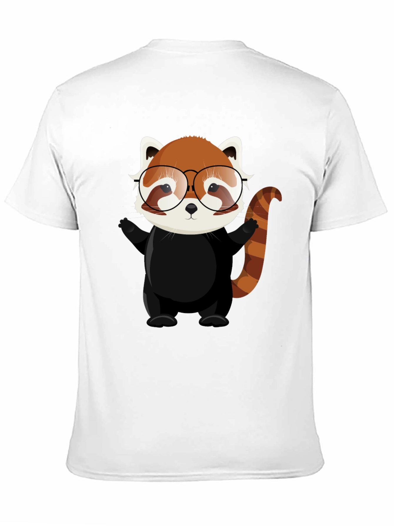 Red Panda with Glasses Black T-Shirt