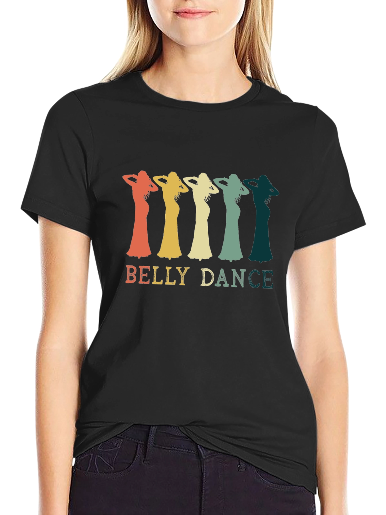 Retro Belly Dance T-Shirt - Black